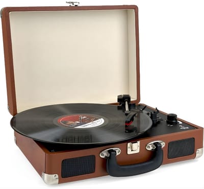 Ploutos® Platenspeler - Vinylplatenspeler - Met Stereoluidsprekers - Bruin - 25cm x 35cm x 11cm