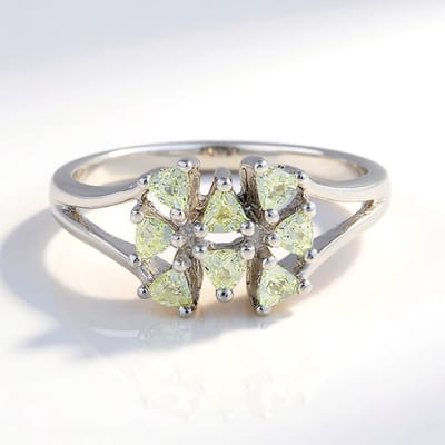 Cavill - Zilveren ring 925 Sterling - 8x Triljant geslepen koper toermalijnen 0,42 ct - Uniek geometrisch design - Ring maat 17