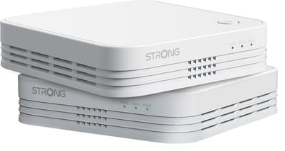 STRONG - WiFi Mesh Kit - Atria 1200 Mbps - Tot 300 m² extra WiFi-dekking - Compatibel met alle standaardboxen & routers - Dual Band 2,4 GHz + 5 GHz - 3 Ethernetpoorten - Wit - 4 jaar garantie