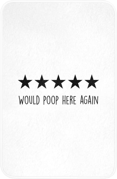 WC mat 40x60 cm - Antislip - Spreuken - Would poop here again - Zwart - Quote - Toiletmat - Vloermat - Douchemat - Toilet tapijt - Toiletmatten