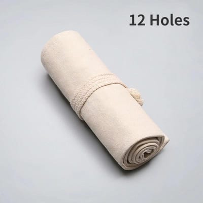 Trousse à crayons, fournitures scolaires, sac à stylos, pochette en toile, rouleau d'emballage pour stylos, maquillage, cosmétiques, pinceaux, rangement pour stylos, papeterie white