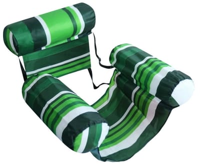 Opblaasbare Drijfstoel - Drijvende WaterStoel - Float LoungeStoel - Drijvende Water Ligstoel - Opblaasbaar - Opblaasbare Waterstoelen Voor Feestjes, Zomer, Water - 76 x 40.5 x 60.9 cm - Groen gestreept