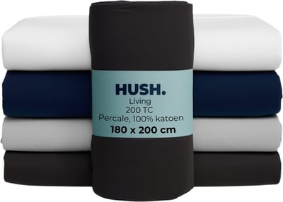 HUSH Living - Hoeslaken percale 180x20xx+30cm - 100% katoen - 200TC - extra fris en koel - sterk en slijtvast - elastiek rondom - antraciet