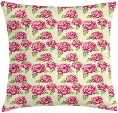ABAKUHAUS Roze Kussenhoes – Decoratieve Kussenhoes – 60x60 cm – Crème Pistache, beidseitig bedrukt