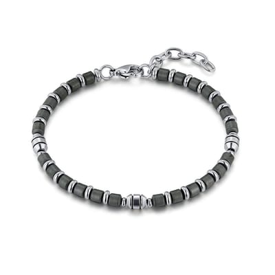 Twice As Nice Armband in edelstaal, grijze en zilveren elementen Zilverkleurig 18cm+3cm