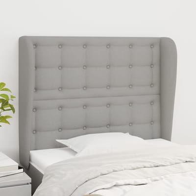 vidaXL - Hoofdbord - met - randen - 83x23x118/128 - cm - stof - lichtgrijs