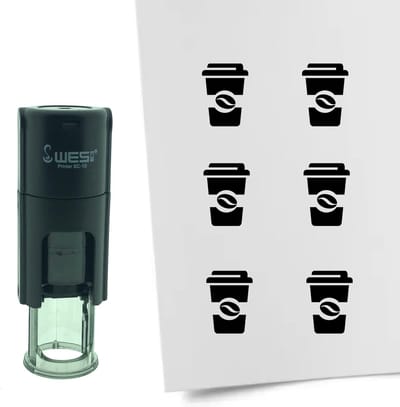 CombiCraft Stempel Koffie to-go 10mm rond - zwarte inkt