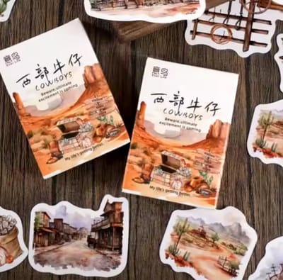 30 stuks/doos zelfklevende stickers, Cowboy , Wilde westen thema