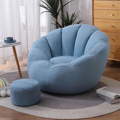 Zitzakhoes met opbergruimte - Knuffelzakhoes - Kinderkamer organiseren - Machinewasbaar en drogergeschikt - 95 x 95 x 75 cm - Blauw