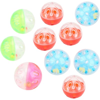 Lot de 10 balles colorées en plastique pour oiseaux, jouets pour cage, accessoires pour mâcher, s'entraîner et mordre white