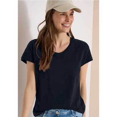 Shirt met overhangende schouders en kanten details