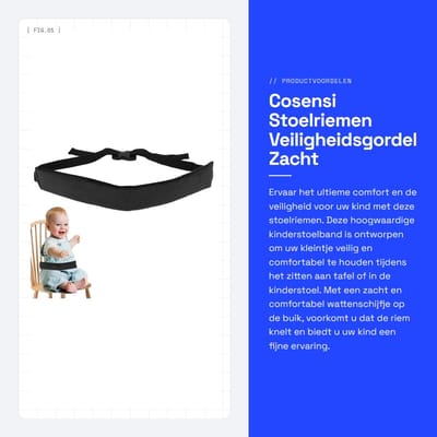 Dailygoods- Veiligheidsgordel Zacht en Comfortabel - Kinderstoelriem - Veiligheidsgordel voor Kinderstoel - Veiligheidsgordel voor Winkelwagentje - Tripp Trapp Riem - Voorkomt Klemmen