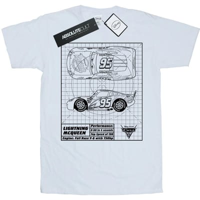 Disney Dames/Dames Cars Lightning McQueen Blueprint Katoenen Vriendje T-shirt (Wit)