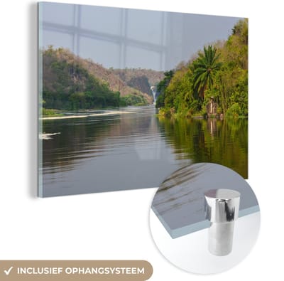 ® Glasschilderij 180x120 cm - Schilderij acrylglas - Groene natuur bij de Murchison Falls - Foto op glas - Muurdecoratie woonkamer - Wanddecoratie slaapkamer - Schilderijen