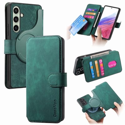 CaseNeo Hoesje - Geschikt voor Samsung Galaxy S24 FE Hoesje - CaseNeo 2-in-1 Book Case & Back Cover - Groen