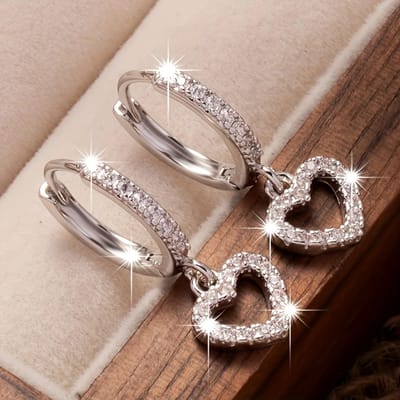 Hoepeloorbellen met Hart Hanger, Simpele Sexy Stijl, Ideaal voor Dagelijks Dragen Oorbellen Sieraden Cadeau gray