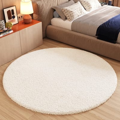 Tapiso Essence Vloerkleed Creme Hoogpolig Shaggy Woonkamer Tapijt Maat- 200x200