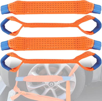 Spanbanden voor autotransport - Korte wielbeveiligingsriemen 50 mm - 4 stuks