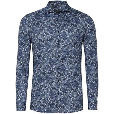 Desoto Luxury Overhemd Luxury Fantasy Paisley Flowers Donker Blauw / male