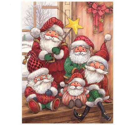 Winter Kerstman Diamond Painting volledige ronde diamant borduurwerk kruissteek 20X30CM brown
