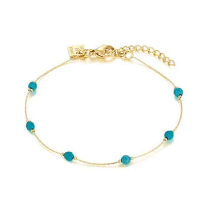 Twice As Nice Armband in goudkleurig edelstaal, turquoise steentjes 16cm+3cm