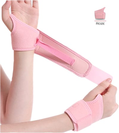 Polsbrace - 2 stuks - Met extra sluiting - Voor rechts & Links - Één maat - Wikkelband Hand - Voor dames - Fitness Geschikt - Polssteun - Roze