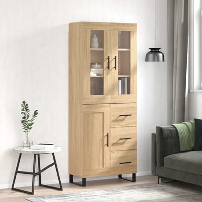 vidaXL - Hoge - kast - 69,5x34x180 - cm - bewerkt - hout - sonoma - eikenkleurig