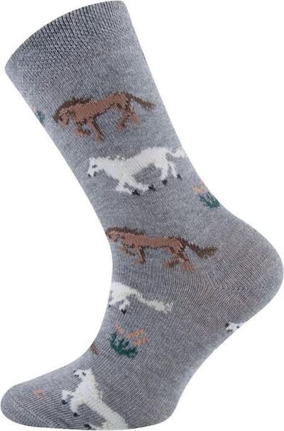 Kindersokken Grijs met Paarden - 23/26