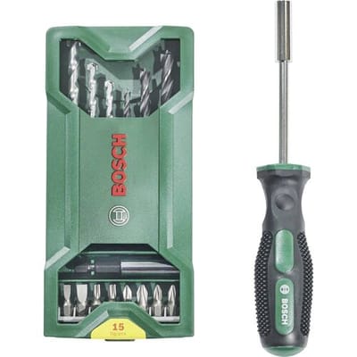 Bosch Accessories Mini X-Line 2607017654 Boor- en bitassortiment 16-delig Hout, Steen, Beton, Metselwerk 4 mm, 5 mm, 6 mm, 8 mm