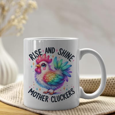 Creasowl® Grappige Kip Mok 325 ml – Koffiemok met Spreuk “Rise and Shine” – Grappige Mok voor Vrouwen – Cadeau voor Vriendin, Verjaardag of Cadeautje voor Haar – Theemok & Koffiekopje