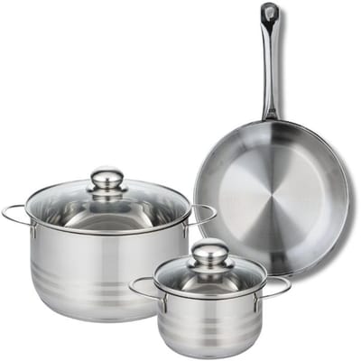 Set van 1 Koekenpan 24 cm en 2 kookpotten 14 en 20 cm Elo Profi Brillant
