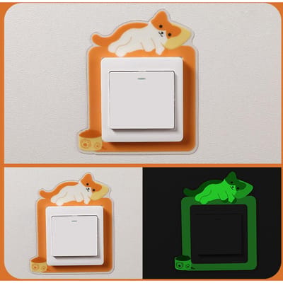 Lichtgevende Dieren Schakelaar Sticker Cartoon Sticker Glow In The Dark Fluorescerende Decoratie Panda Schakelaar Sticker Thuis Kinderkamer Decor oranje