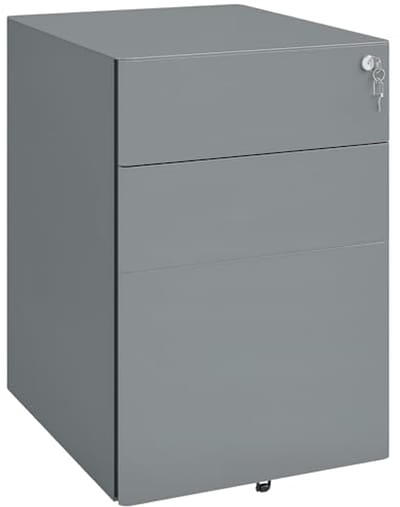 Mobiele Rollcontainer met 3 Laden en Hangmap voor Kantoorgebruik - Grijs