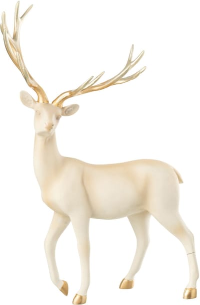 J-Line figuur Hert Wandelend - polyresin - lichtbeige/goud