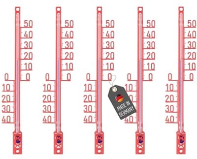 5 Stuks Tuinthermometer -40 tot +50 °C, Weerbestendig en Analoog, 16 cm Lang, Voor Binnen en Buiten