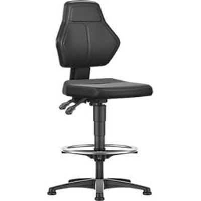 Werkstoel Allrounder, zonder armleuningen, permanent contact, met glijders, kunstleer, zwart