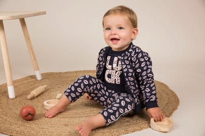 Dirkje - Girls Trousers Navy + light Pink - maat 86