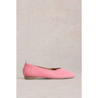 White Stuff Cheri Leather Ballerina Pump Mid Pink Maat: 4 | Ballerina's Outlet | Dames | Roze