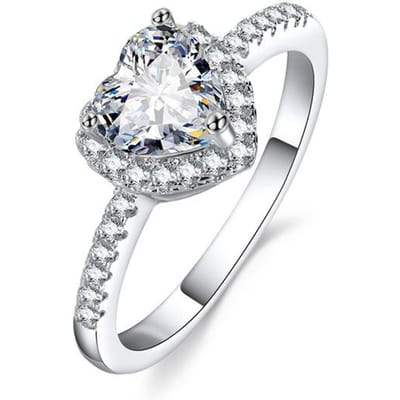 Romantische Vrouwen Hart Kristal Strass Ring Klassieke Drie Prong Instellen Zirkoon Verlovingsringen Voor Vrouwen Bruiloft Sieraden 5 white
