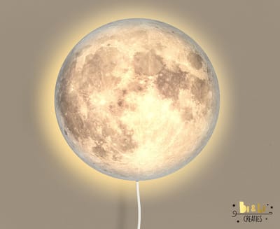 Wandlamp Maan-nachtlamp-heelal-sfeerverlichting-kinderkamer-wandverlichting-40 diameter-incl fitting