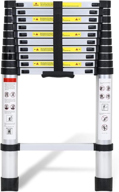 Telescopische Ladder - Uitschuifbare Ladder - Klus Klaren - Automatische Vergrendeling - 3.2 Meter - Zilver