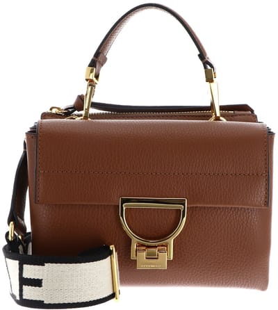 COCCINELLE Leren schoudertas handtas Arlettis Signature Handbag Grained Leather Cognac bruine