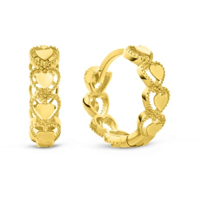 Juwelier Emo - 14 Karaat Gouden oorbellen Hartjes - 15mm - 4.3mm Breed