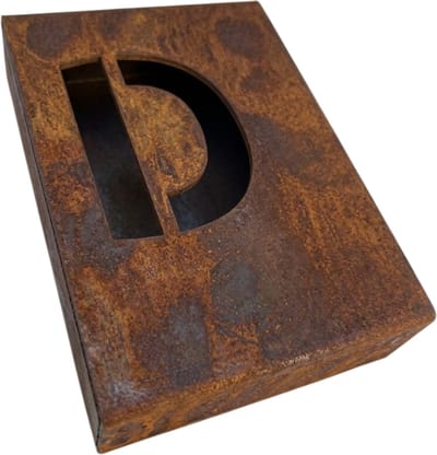 Huisnummerbord BLOQ - Letter: D - Cortenstaal - 3D effect