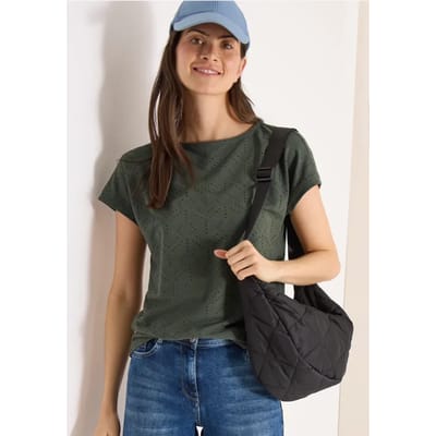 Shirt met boothals in ajour look