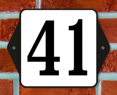 Huisnummerbord Klassiek - Nummer 41 - 14 x 11 cm - incl. bevestiging | - naambord - nummerbord - voordeur