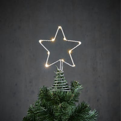 Luca Lighting Kerstboom ster piek - met verlichting - zilver - H22 x D13 cm - lichtgevende kerstboompiek - pieken