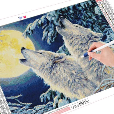 Volledige vierkante/ronde diamant borduurwerk Wolf Kit Diamond schilderij kruissteek Winter mozaïek dier handgemaakt cadeau Full Square 20X30CM