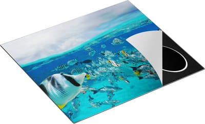 Chefcare Inductie Beschermer Zwerm Gele Vissen in het Water - 60x50 cm - Afdekplaat Inductie - Kookplaat Beschermer - Inductie Mat