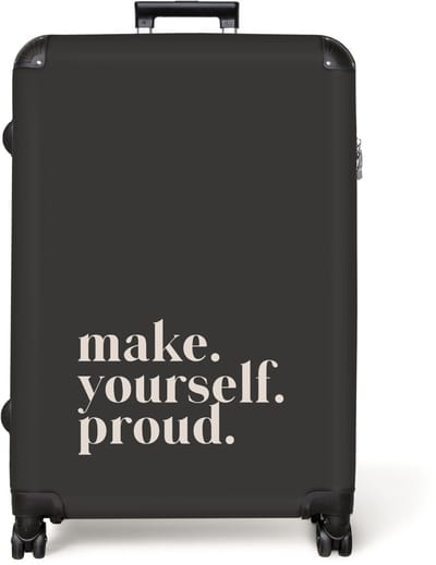 NoBoringSuitcases.com® - Koffer groot - Reiskoffer lichtgewicht - Tekst - Inspiratie - Grijs - Spreuk - Rolkoffer met 4 wielen - Grote trolley XL - 98 liter bagage